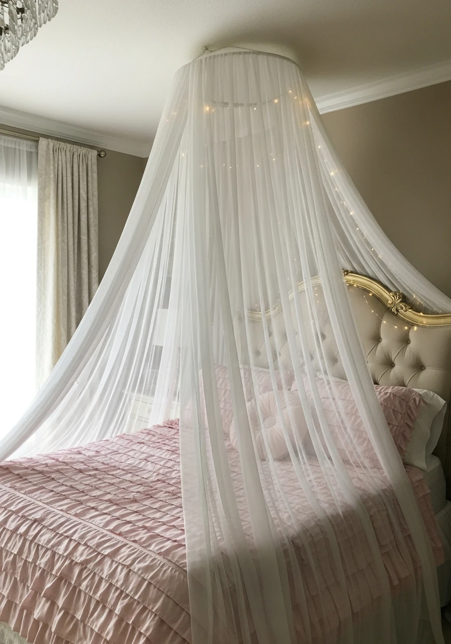 Sheer Fabric Bed Canopy - 50 Magical Princess Room Decor Ideas for Any Budget
