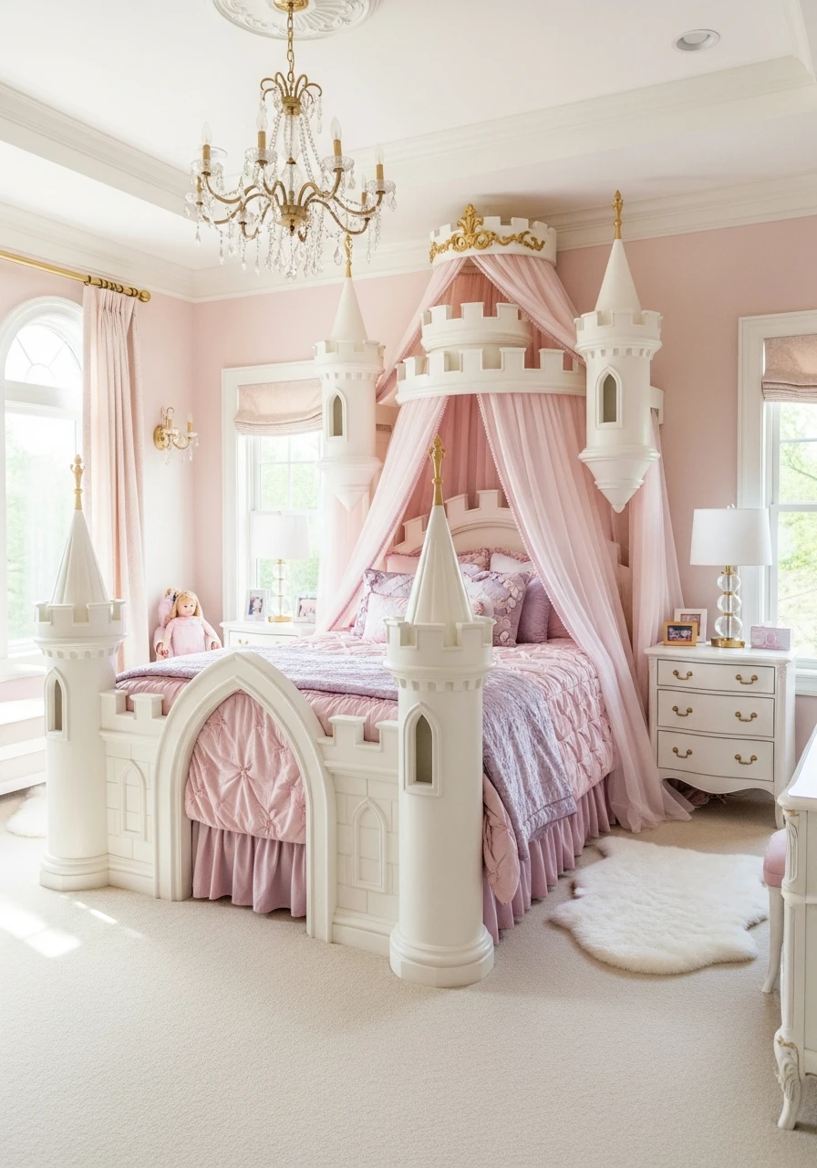 Castle-Shaped Bed Frame - 50 Magical Princess Room Decor Ideas for Any Budget