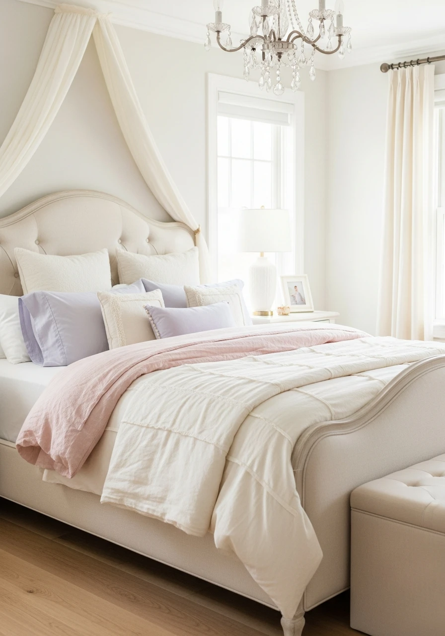 Cohesive Pastel Bedding - 50 Magical Princess Room Decor Ideas for Any Budget