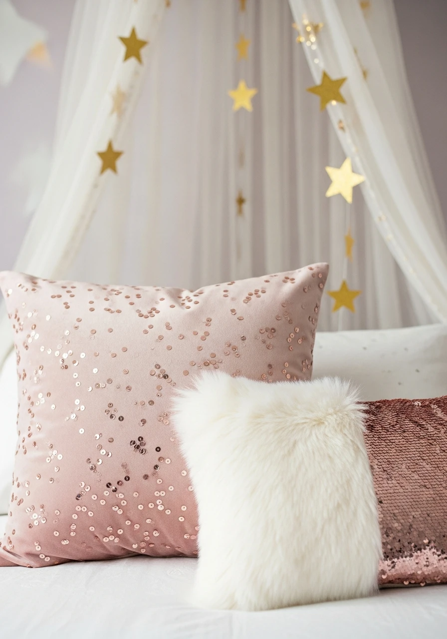 Playful Sequin Pillows - 50 Magical Princess Room Decor Ideas for Any Budget