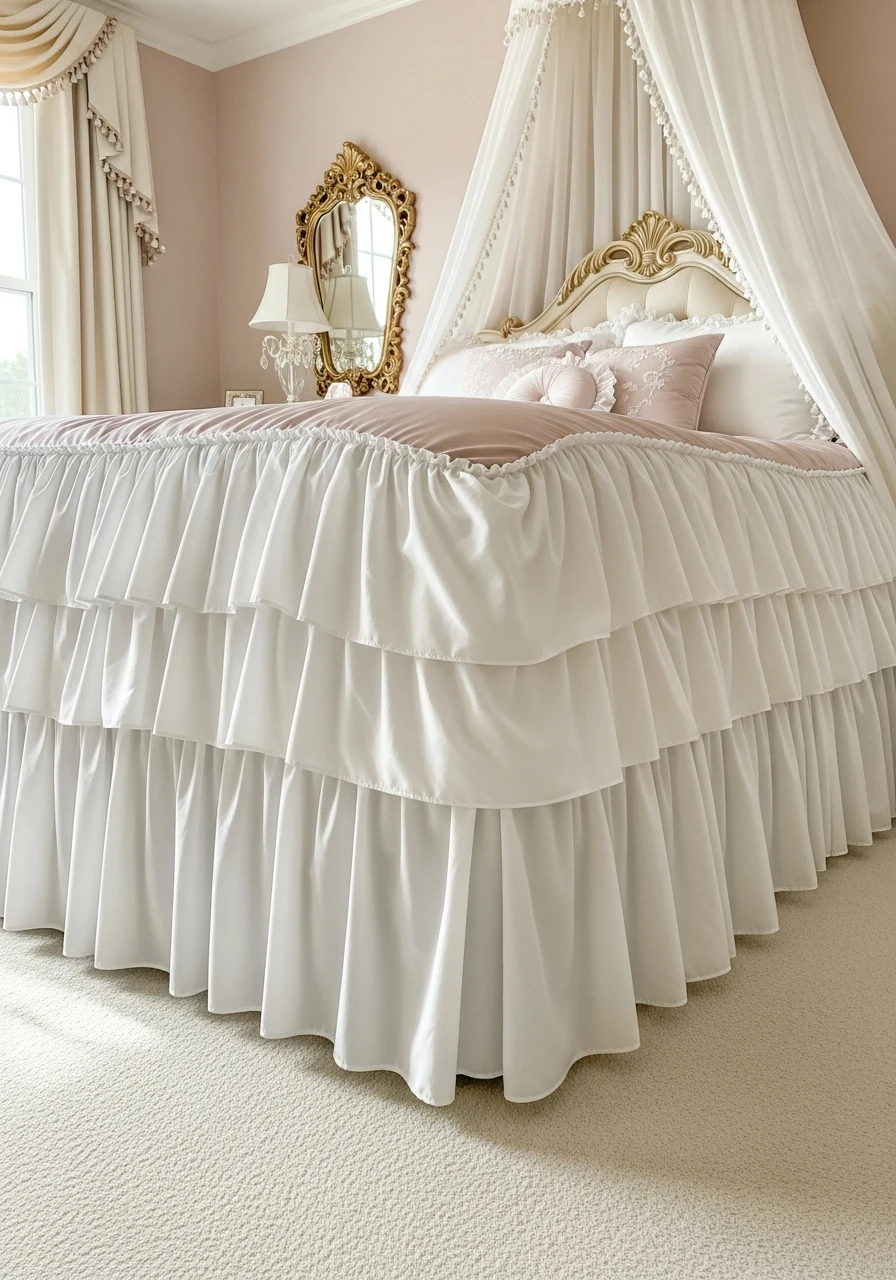 Traditional Ruffled Bed Skirt - 50 Magical Princess Room Decor Ideas for Any Budget