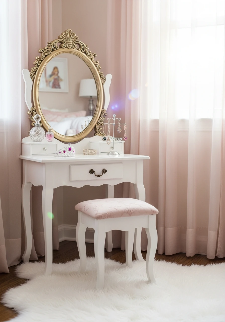 Royal Vanity and Mirror - 50 Magical Princess Room Decor Ideas for Any Budget