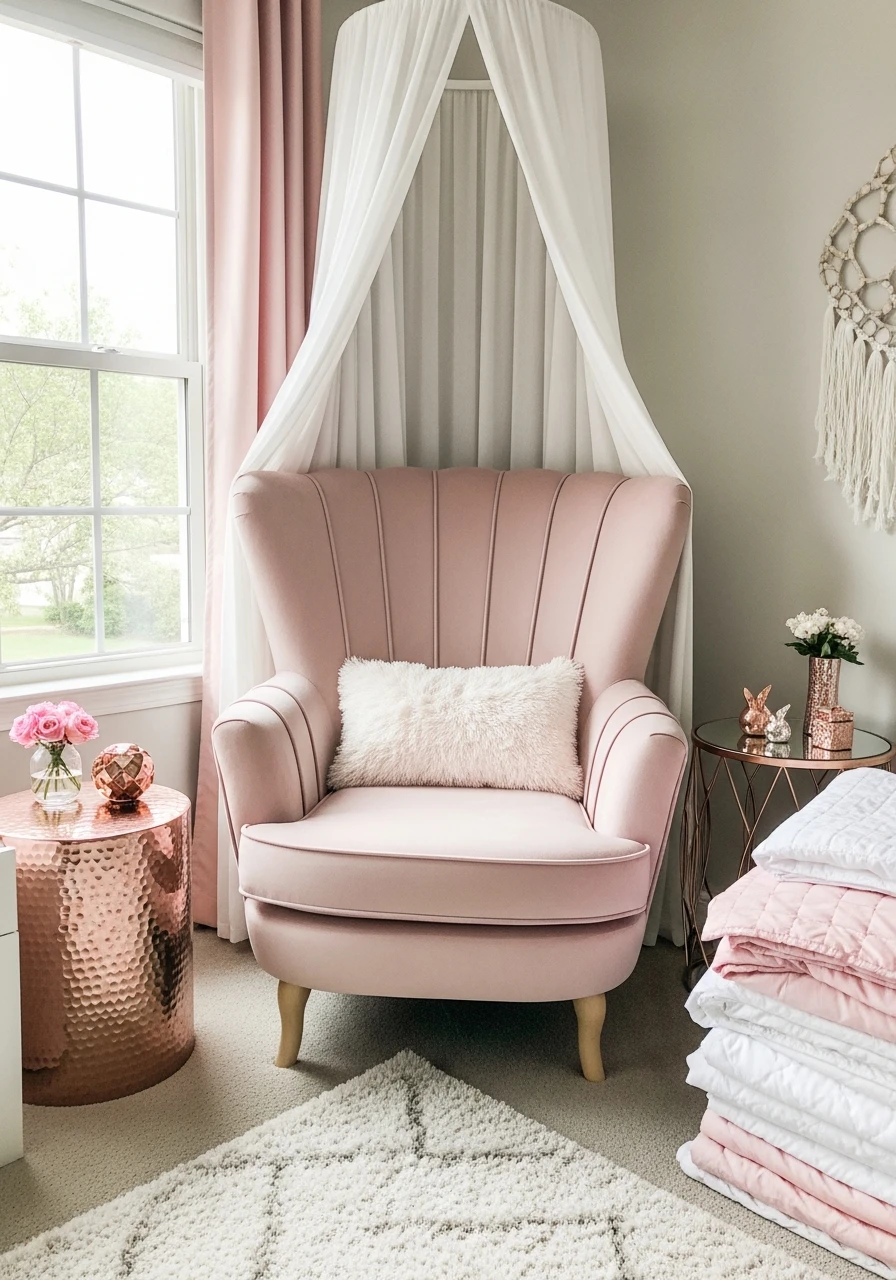 Tufted Accent Reading Chair - 50 Magical Princess Room Decor Ideas for Any Budget
