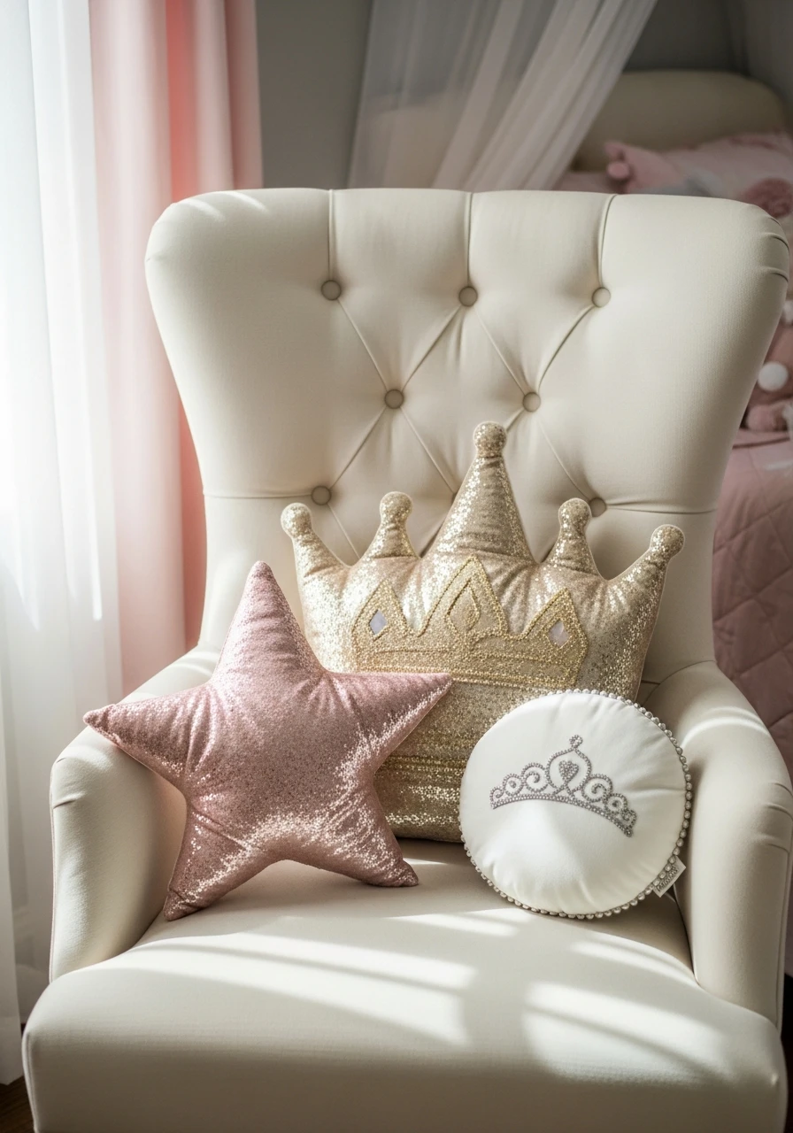Themed Throw Pillows - 50 Magical Princess Room Decor Ideas for Any Budget