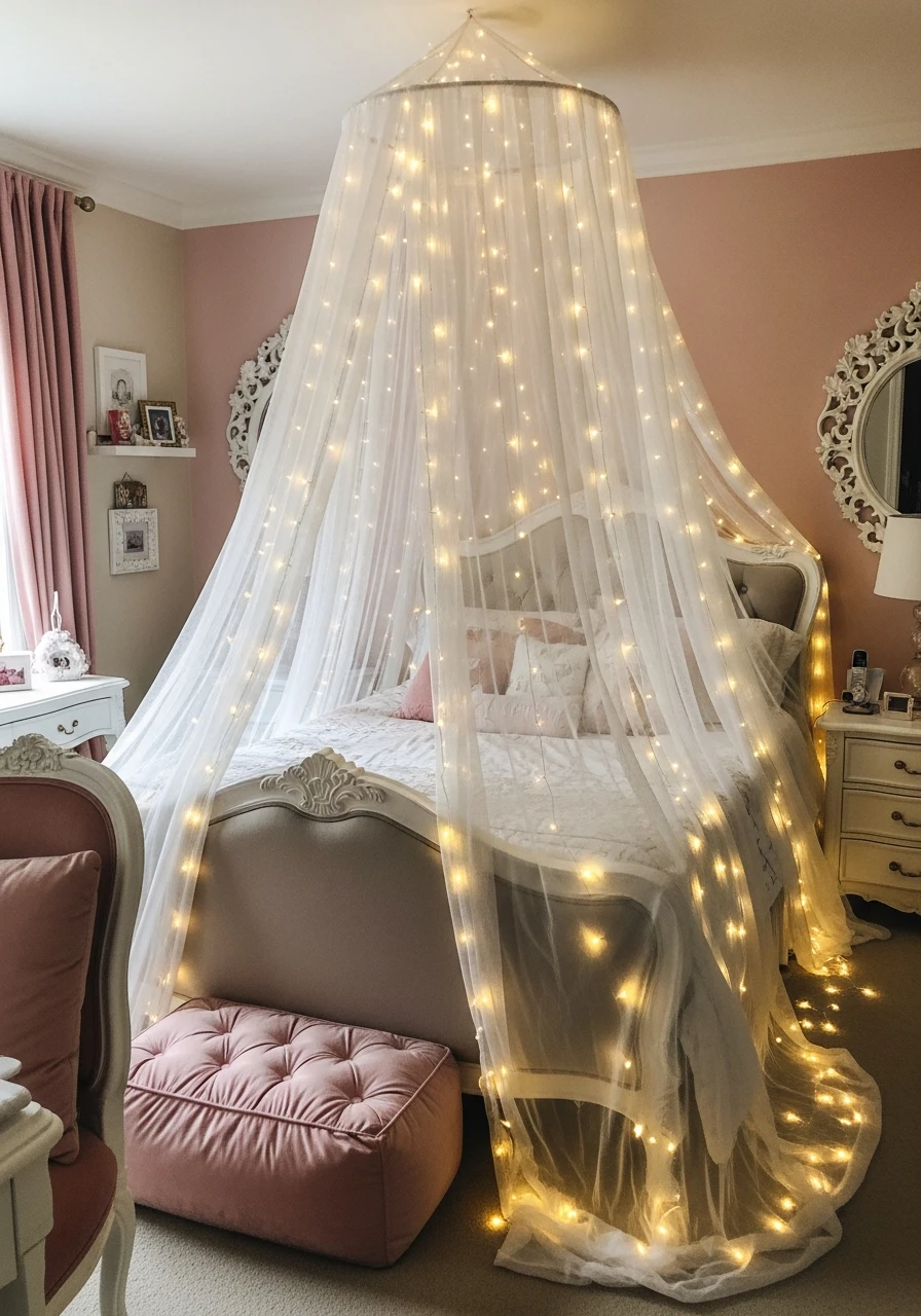 Light Up Bed Canopy - 50 Magical Princess Room Decor Ideas for Any Budget