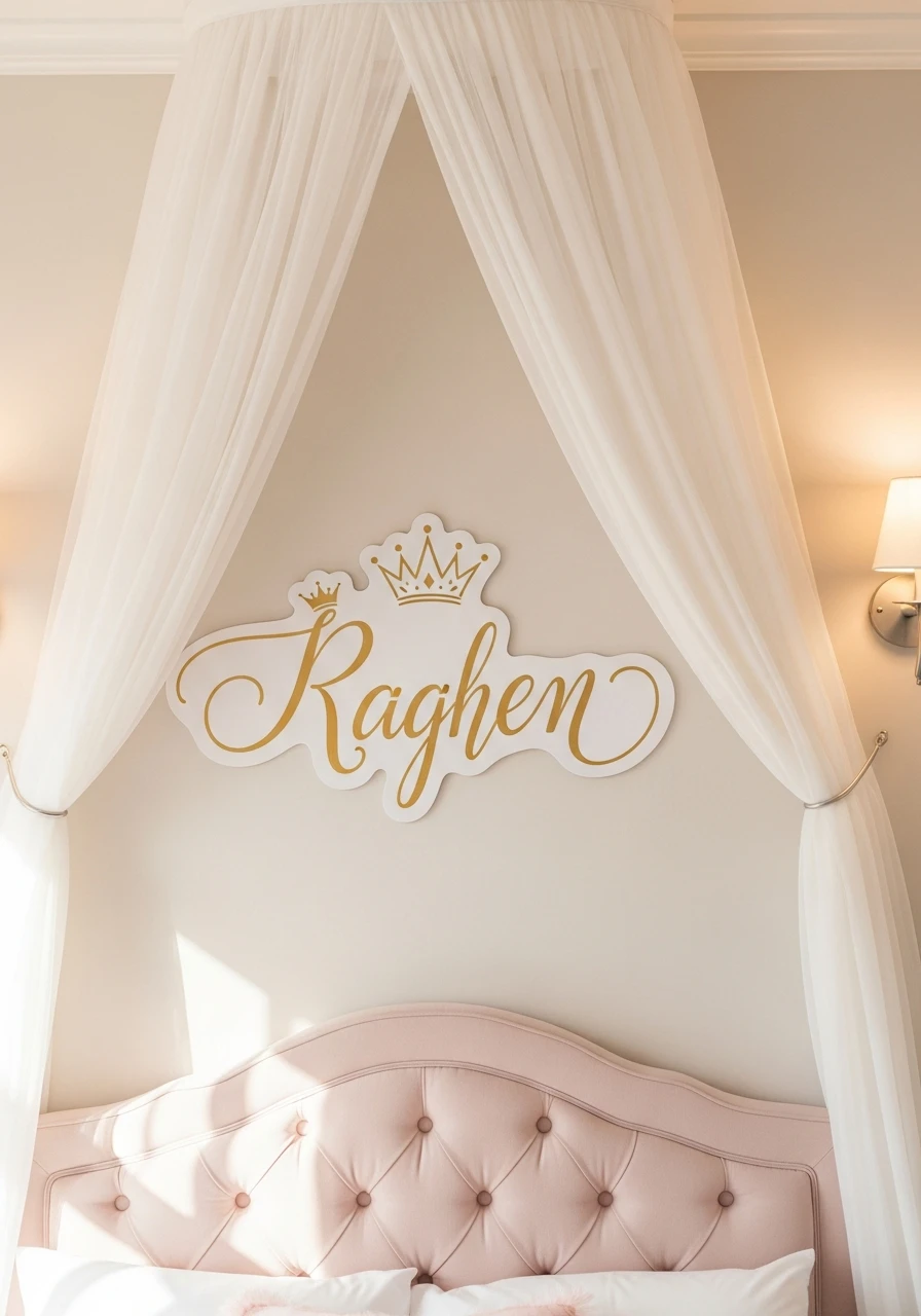 Custom Script Name Sign - 50 Magical Princess Room Decor Ideas for Any Budget