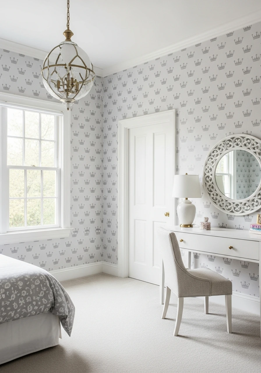 Elegant Crown Motif Paper - 50 Magical Princess Room Decor Ideas for Any Budget