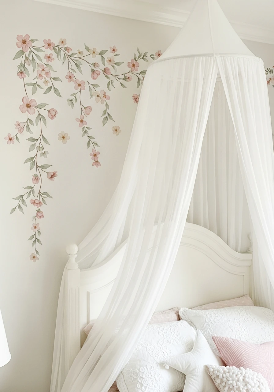 Delicate Floral Wall Vines - 50 Magical Princess Room Decor Ideas for Any Budget