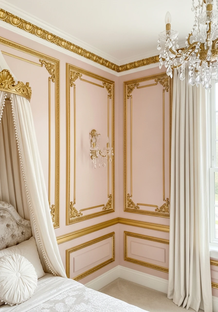 Royal Gold Wall Trim - 50 Magical Princess Room Decor Ideas for Any Budget
