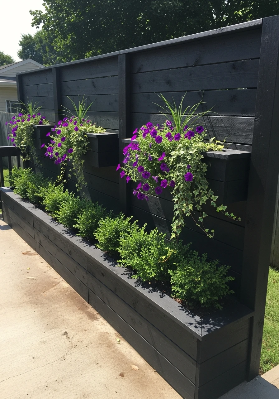 Fence with Built-In Planters - 50 Genius Privacy Fence Ideas for a High-End Backyard Look