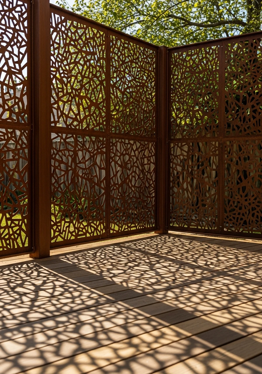 Laser-Cut Metal Screen - 50 Genius Privacy Fence Ideas for a High-End Backyard Look