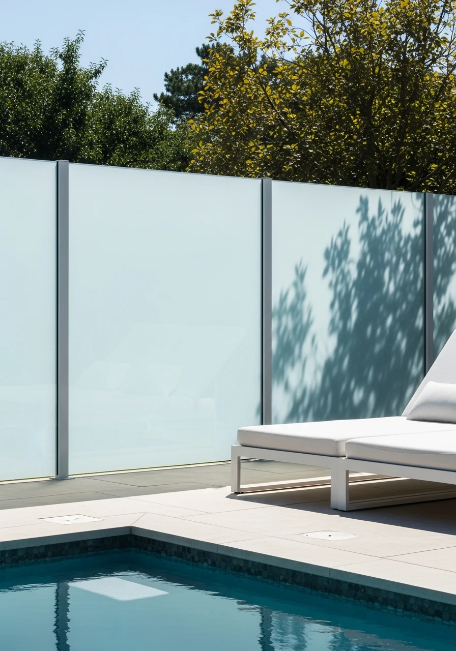 Frosted Glass Panels - 50 Genius Privacy Fence Ideas for a High-End Backyard Look