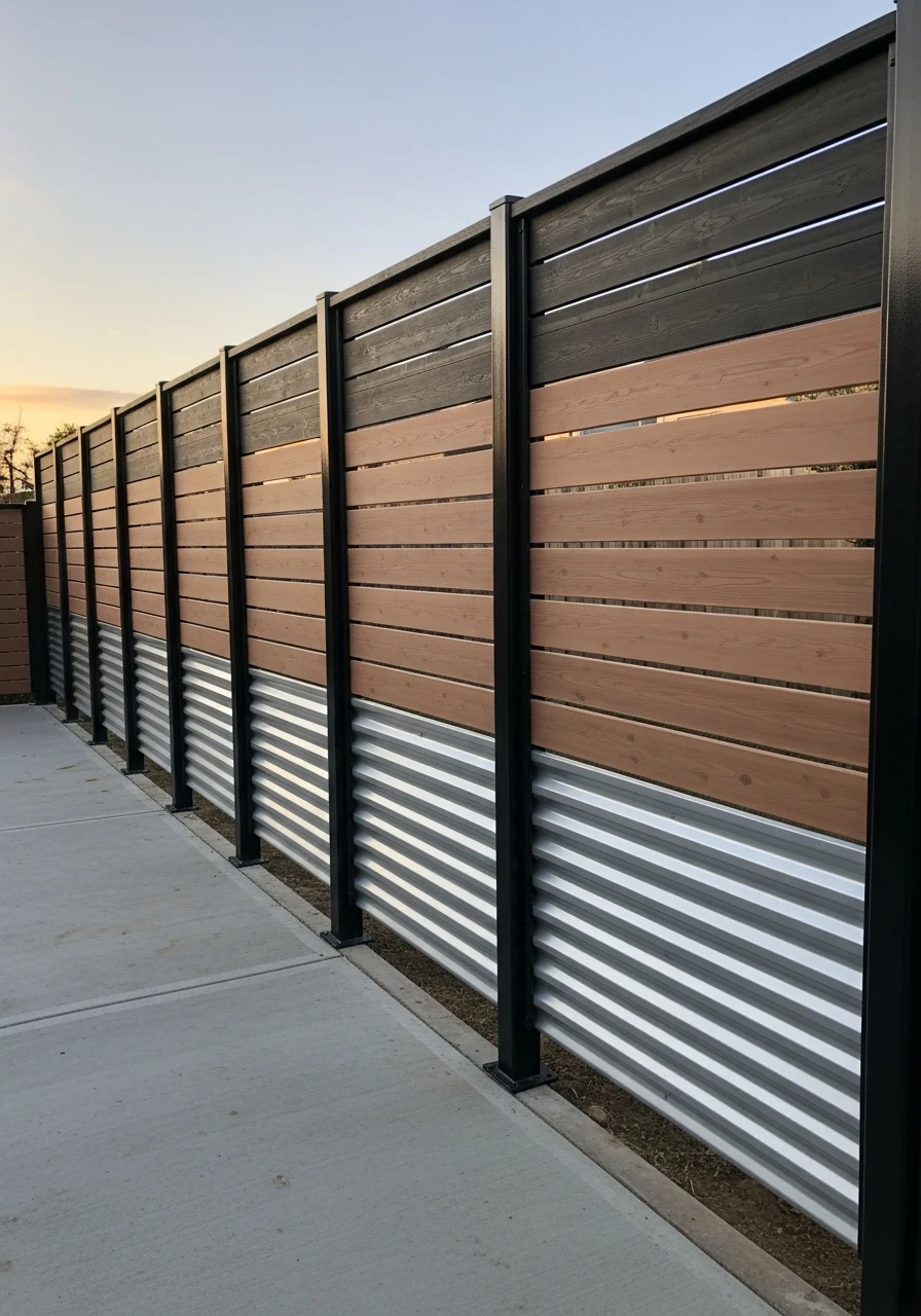 Mixed Material Fence - 50 Genius Privacy Fence Ideas for a High-End Backyard Look