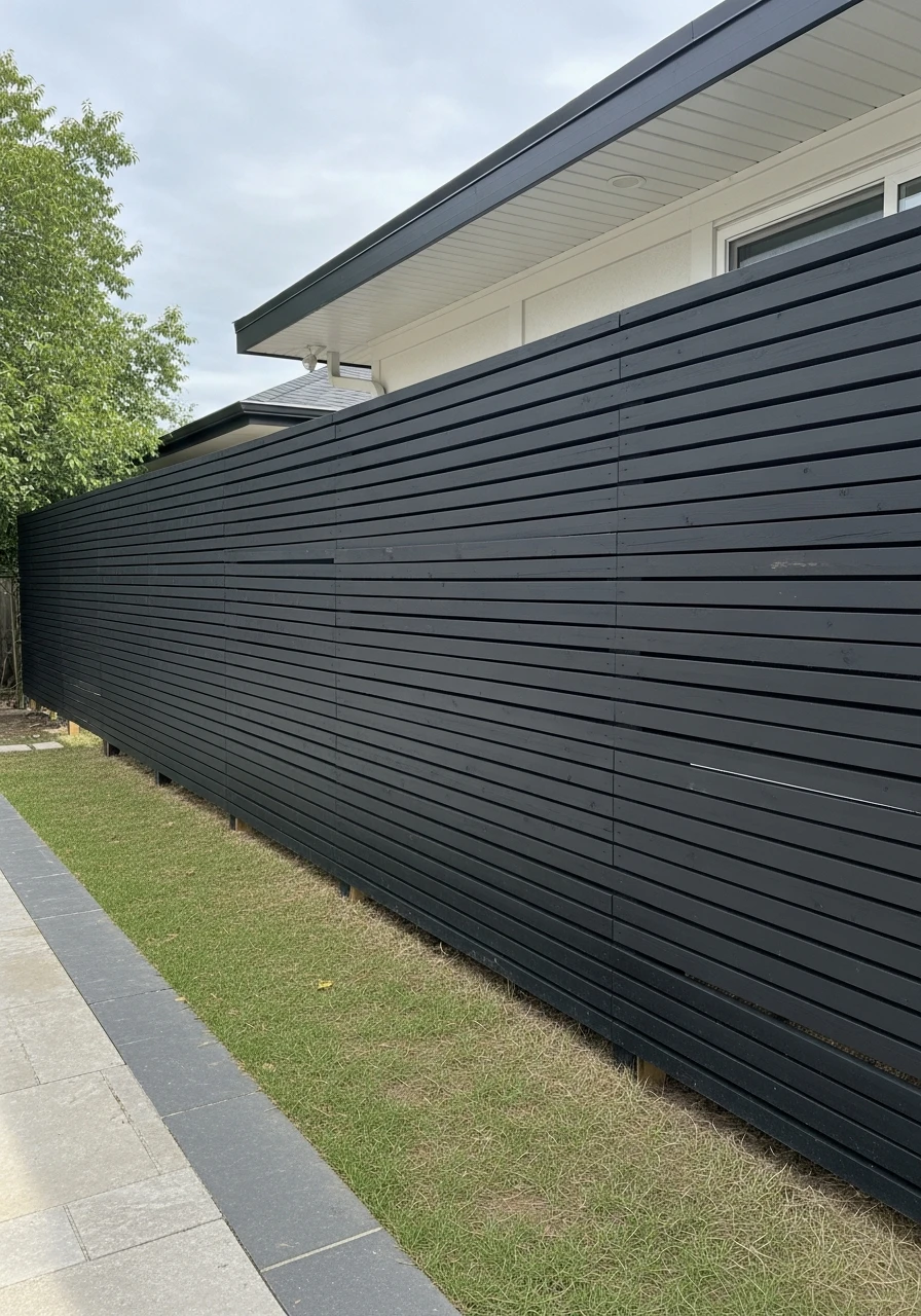 Sleek Horizontal Slat Look - 50 Genius Privacy Fence Ideas for a High-End Backyard Look