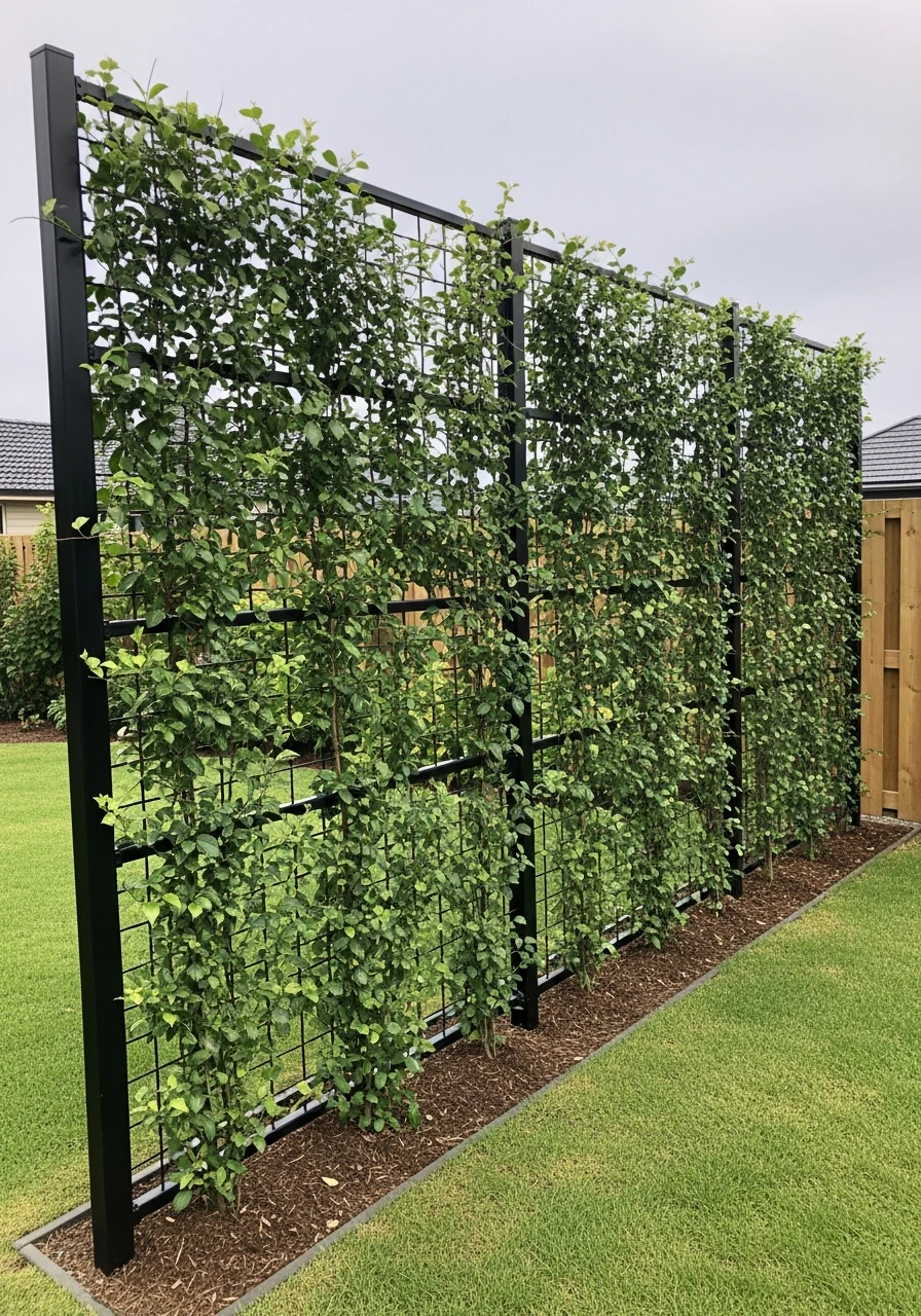 Metal Frame Vine Wall - 50 Genius Privacy Fence Ideas for a High-End Backyard Look