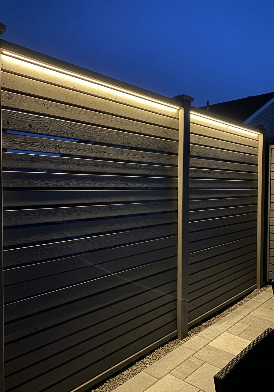 Integrated LED Lighting - 50 Genius Privacy Fence Ideas for a High-End Backyard Look