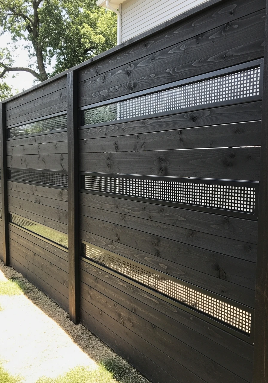 Metal Accent Inserts - 50 Genius Privacy Fence Ideas for a High-End Backyard Look