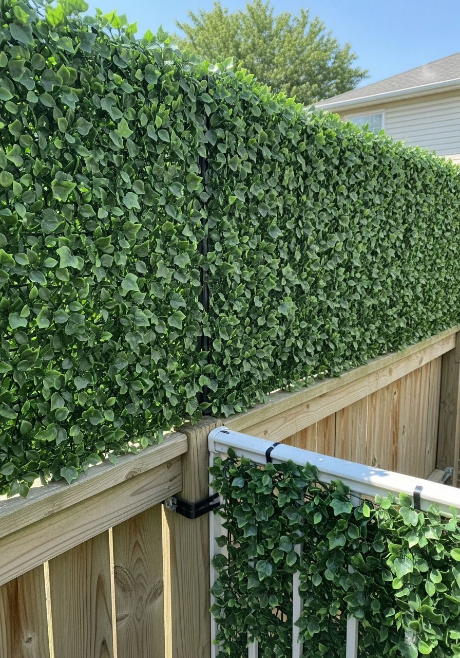 Instant Faux Ivy Panels - 50 Genius Privacy Fence Ideas for a High-End Backyard Look