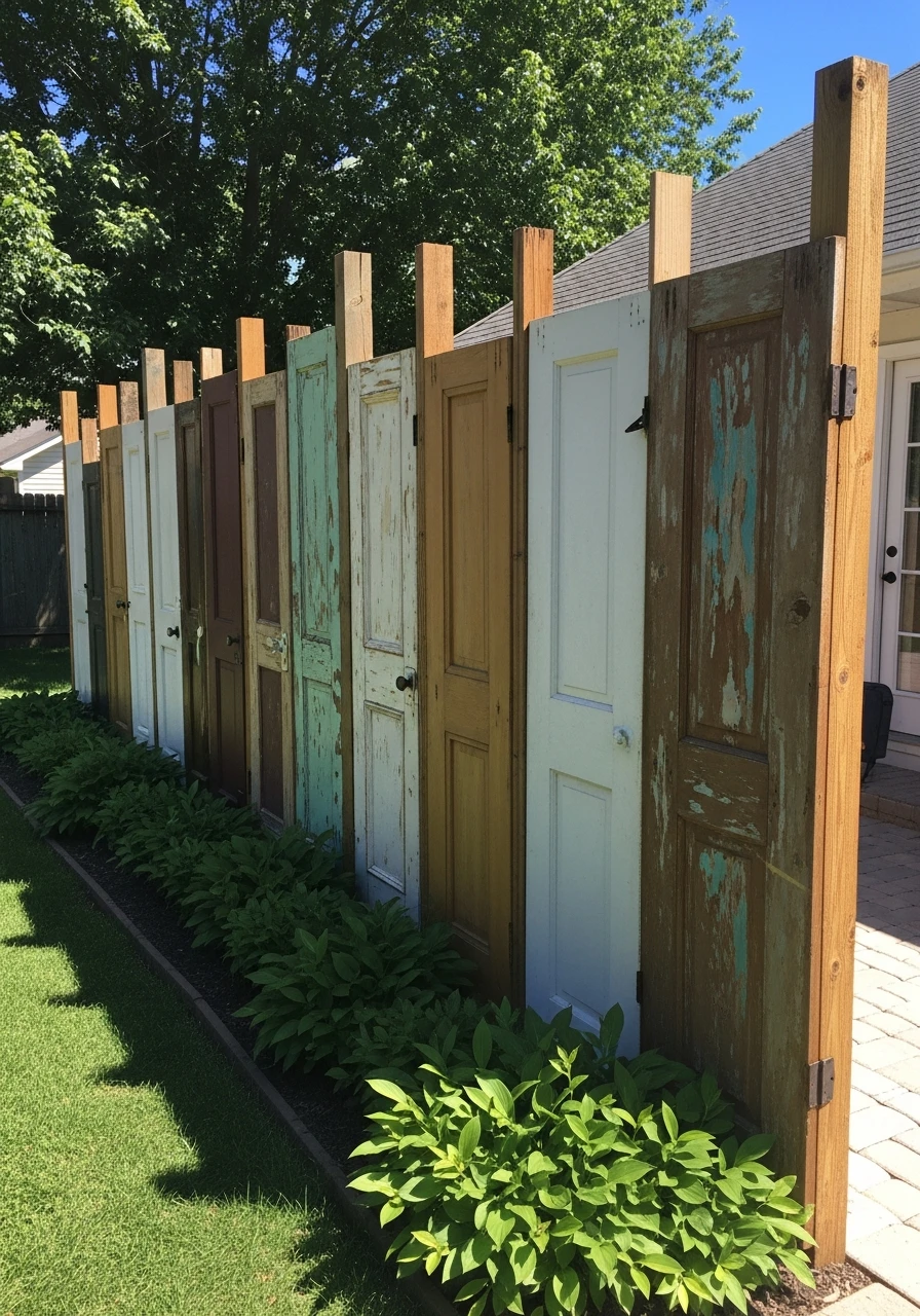 Use Old Doors For Privacy - 50 Genius Privacy Fence Ideas for a High-End Backyard Look