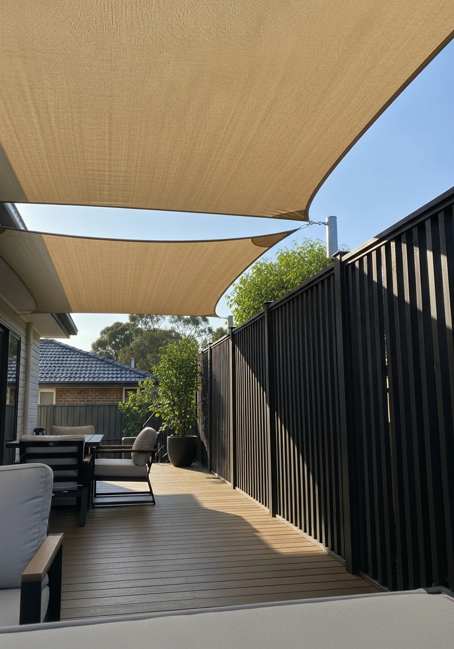Shade Sail and Screen Combo - 50 Genius Privacy Fence Ideas for a High-End Backyard Look
