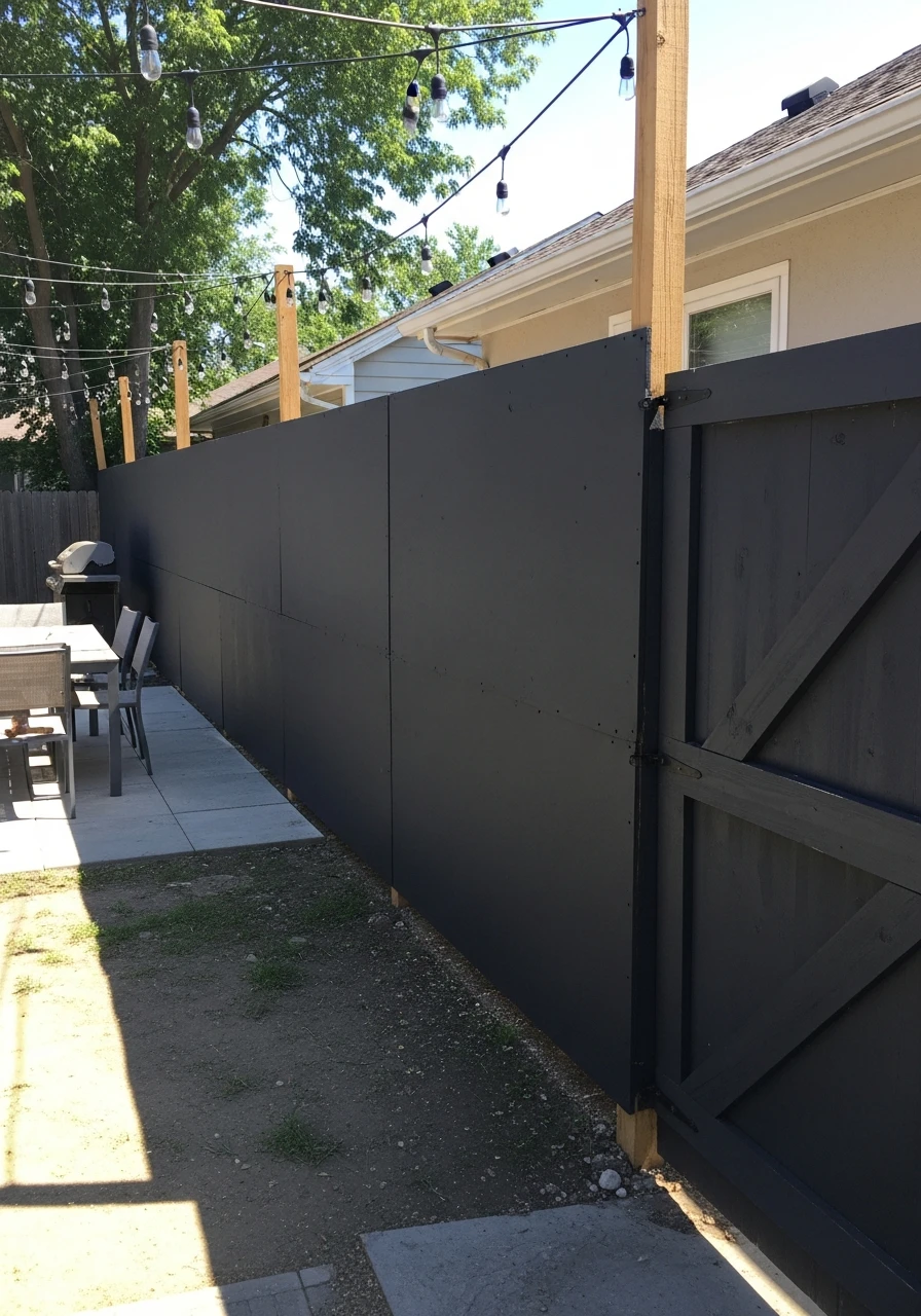 Painted Plywood Fence - 50 Genius Privacy Fence Ideas for a High-End Backyard Look