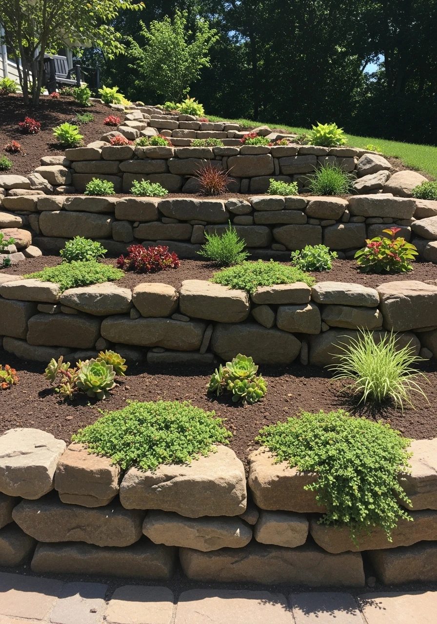 Stepped Rock Terrace Levels - 50 Gorgeous Rock Garden Landscaping Ideas You Can Do