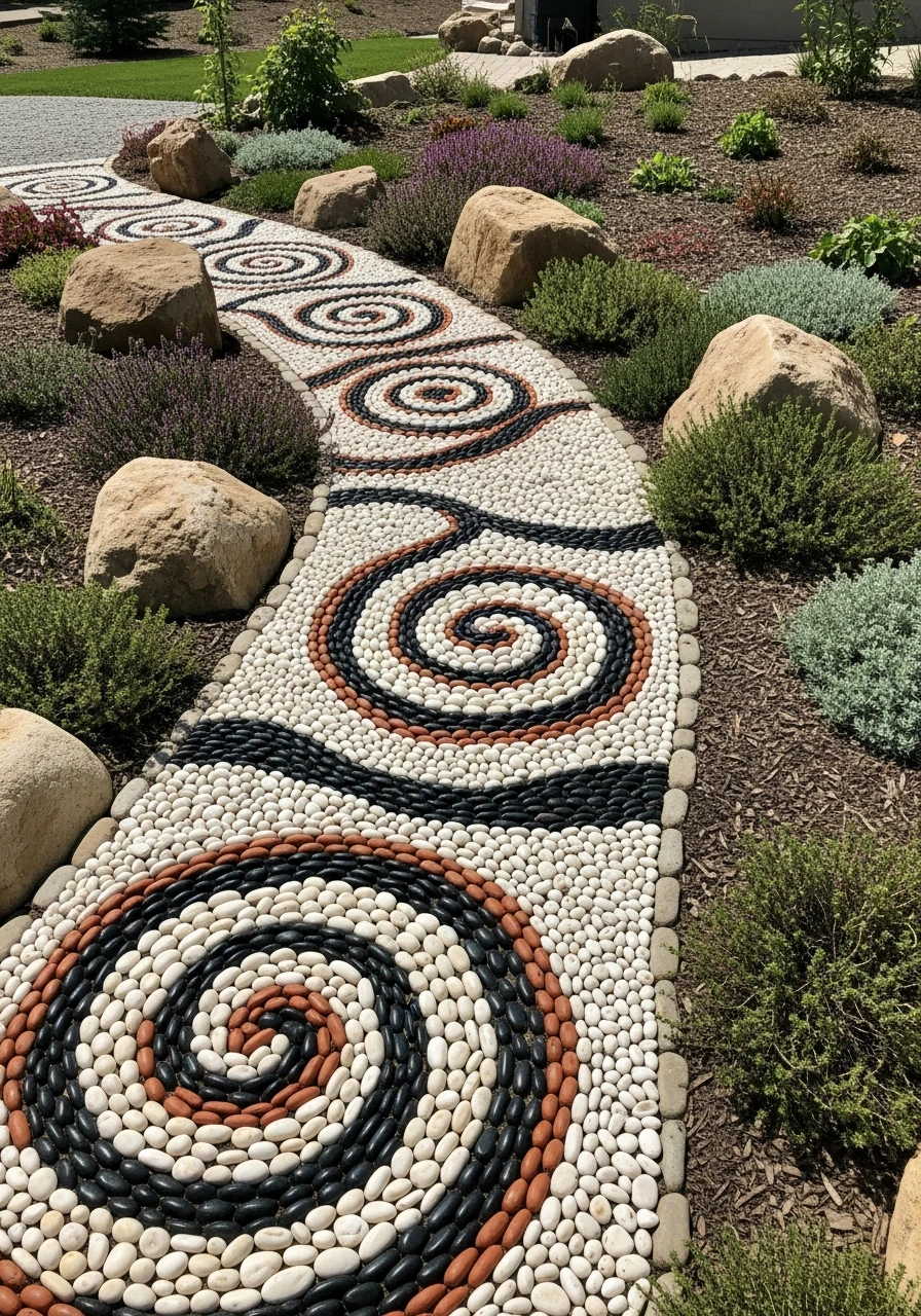 Paths Made of Pebble Art - 50 Gorgeous Rock Garden Landscaping Ideas You Can Do