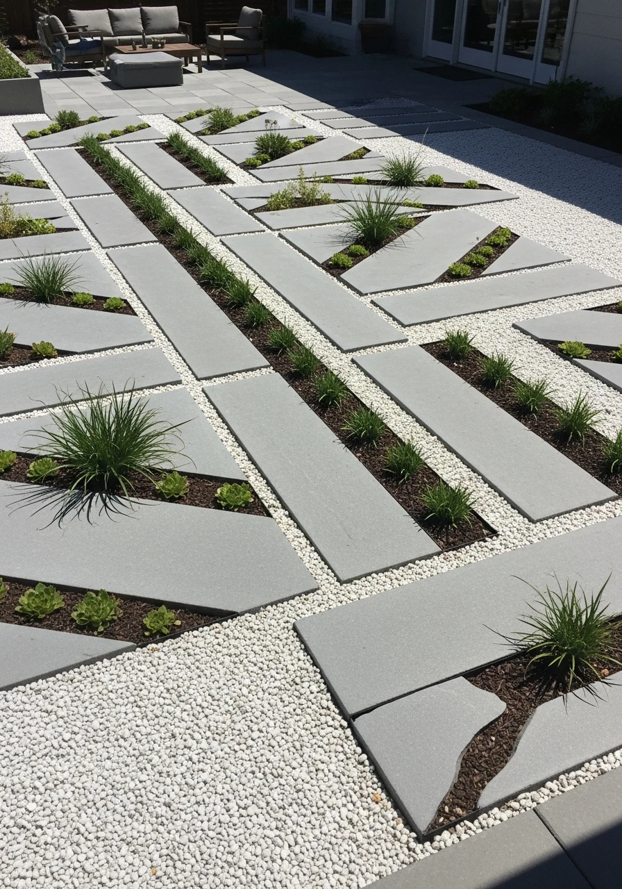 Clean Geometric Stone Shapes - 50 Gorgeous Rock Garden Landscaping Ideas You Can Do