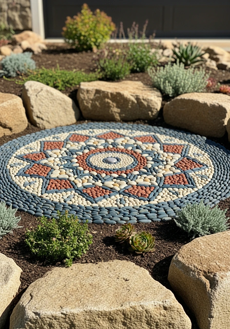 Make Stone Picture Mosaics - 50 Gorgeous Rock Garden Landscaping Ideas You Can Do