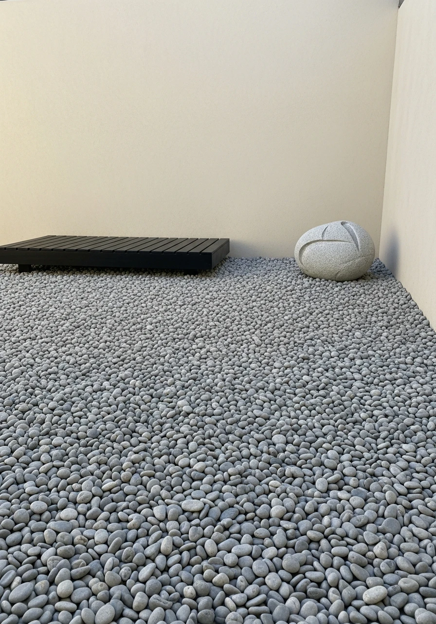 Pebble Space for Relaxing - 50 Gorgeous Rock Garden Landscaping Ideas You Can Do