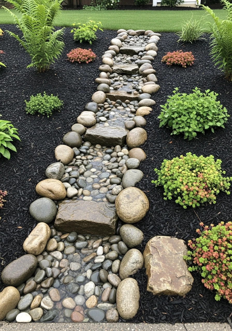 Direct Rainwater Flow - 50 Gorgeous Rock Garden Landscaping Ideas You Can Do