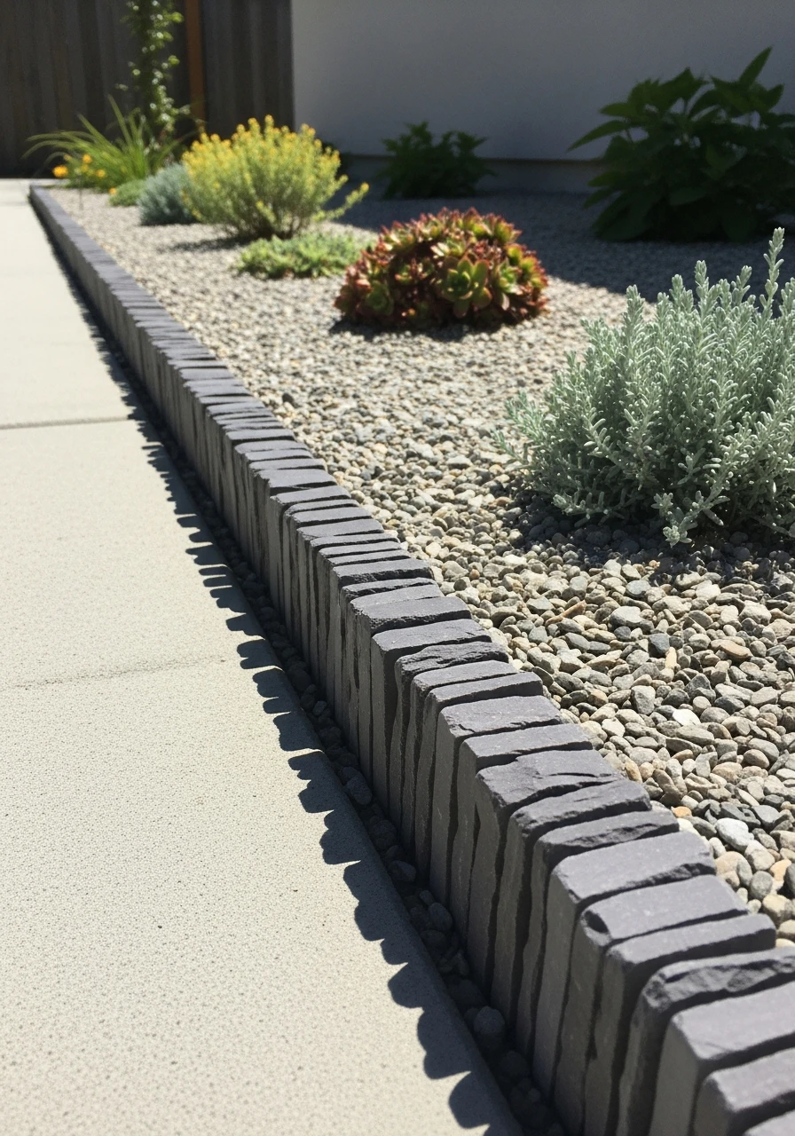 Clean Shale Stone Edging - 50 Gorgeous Rock Garden Landscaping Ideas You Can Do