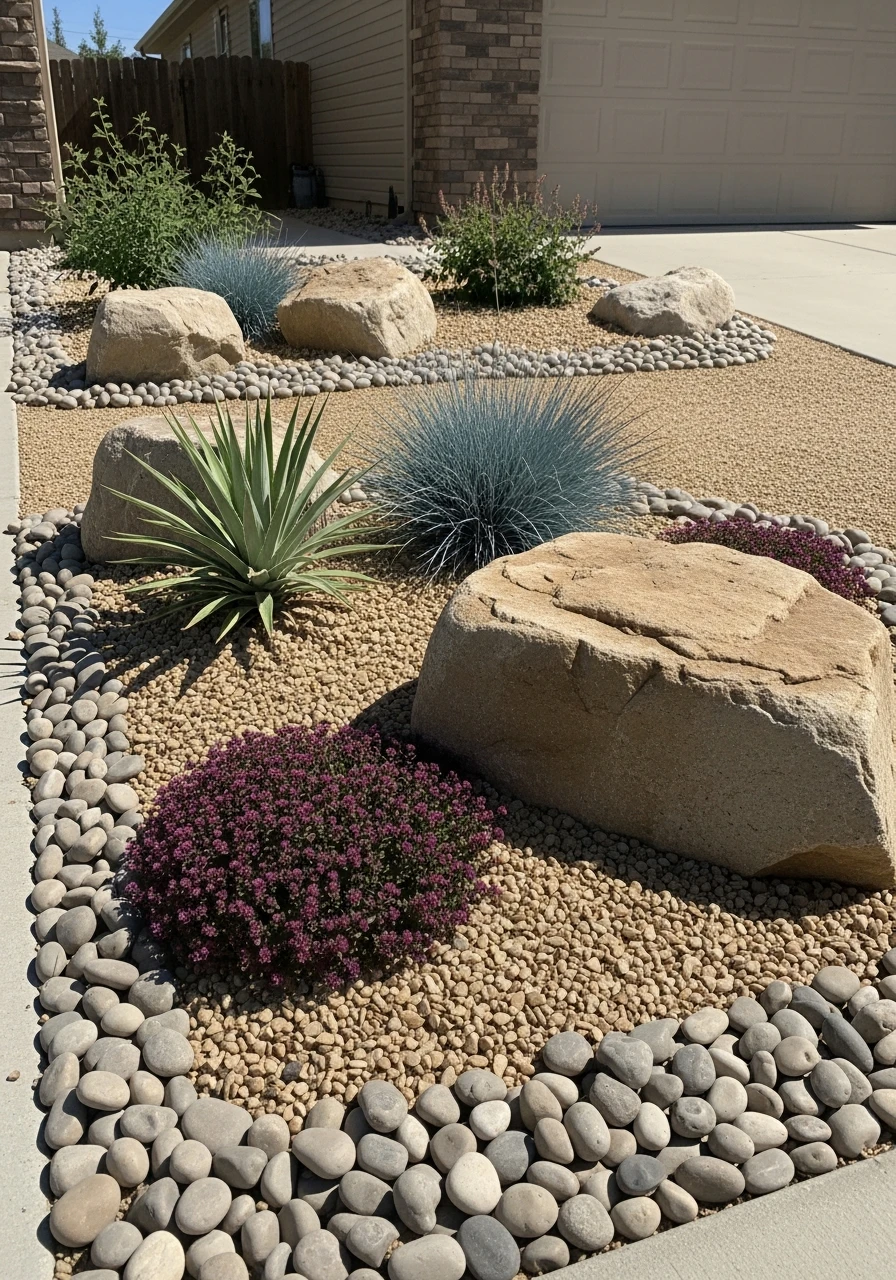 Use Less Water (Xeriscape) - 50 Gorgeous Rock Garden Landscaping Ideas You Can Do