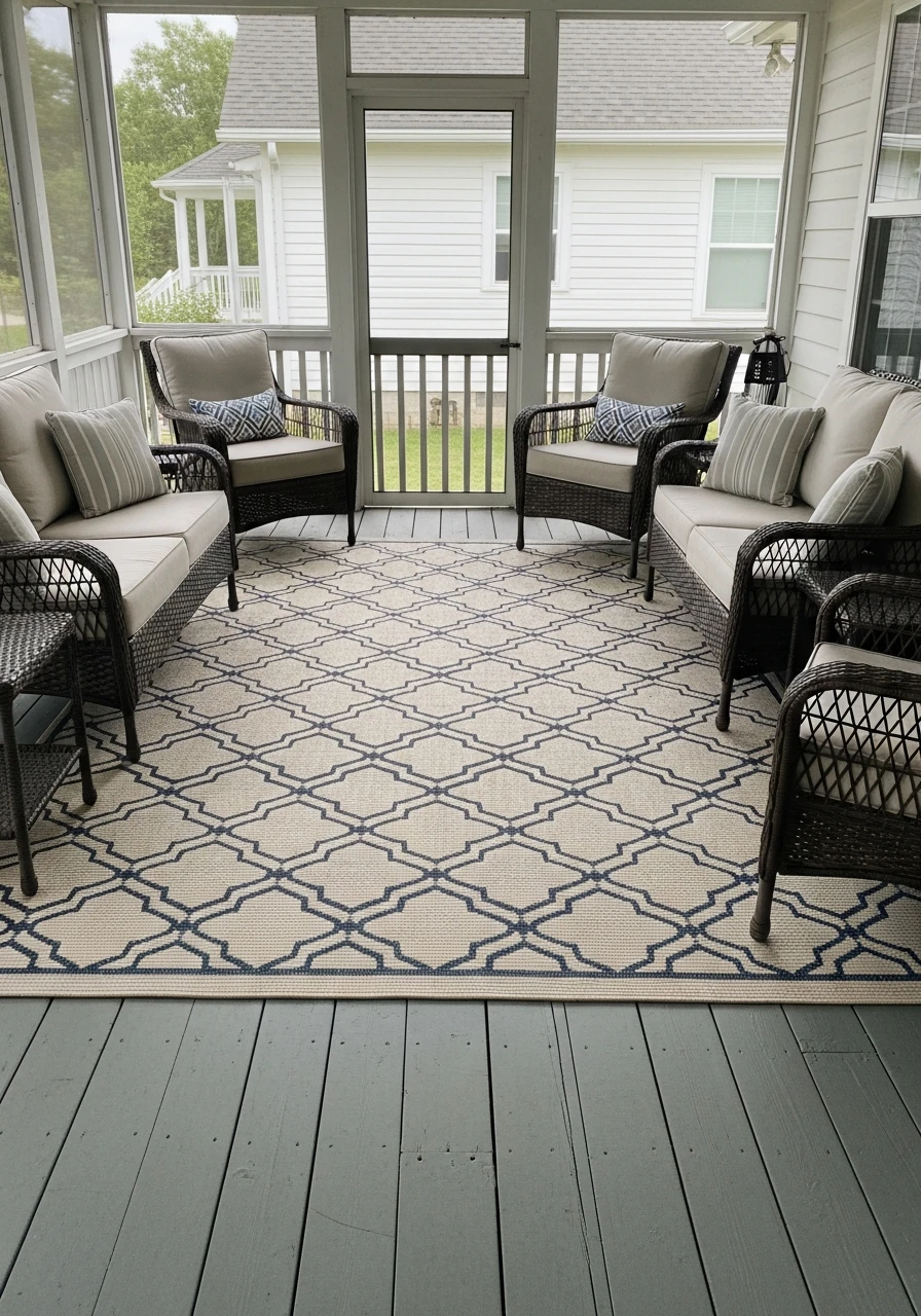 Outdoor Area Rug - Screened In Porch Decorating Ideas: 50 Ways To Make It Perfect