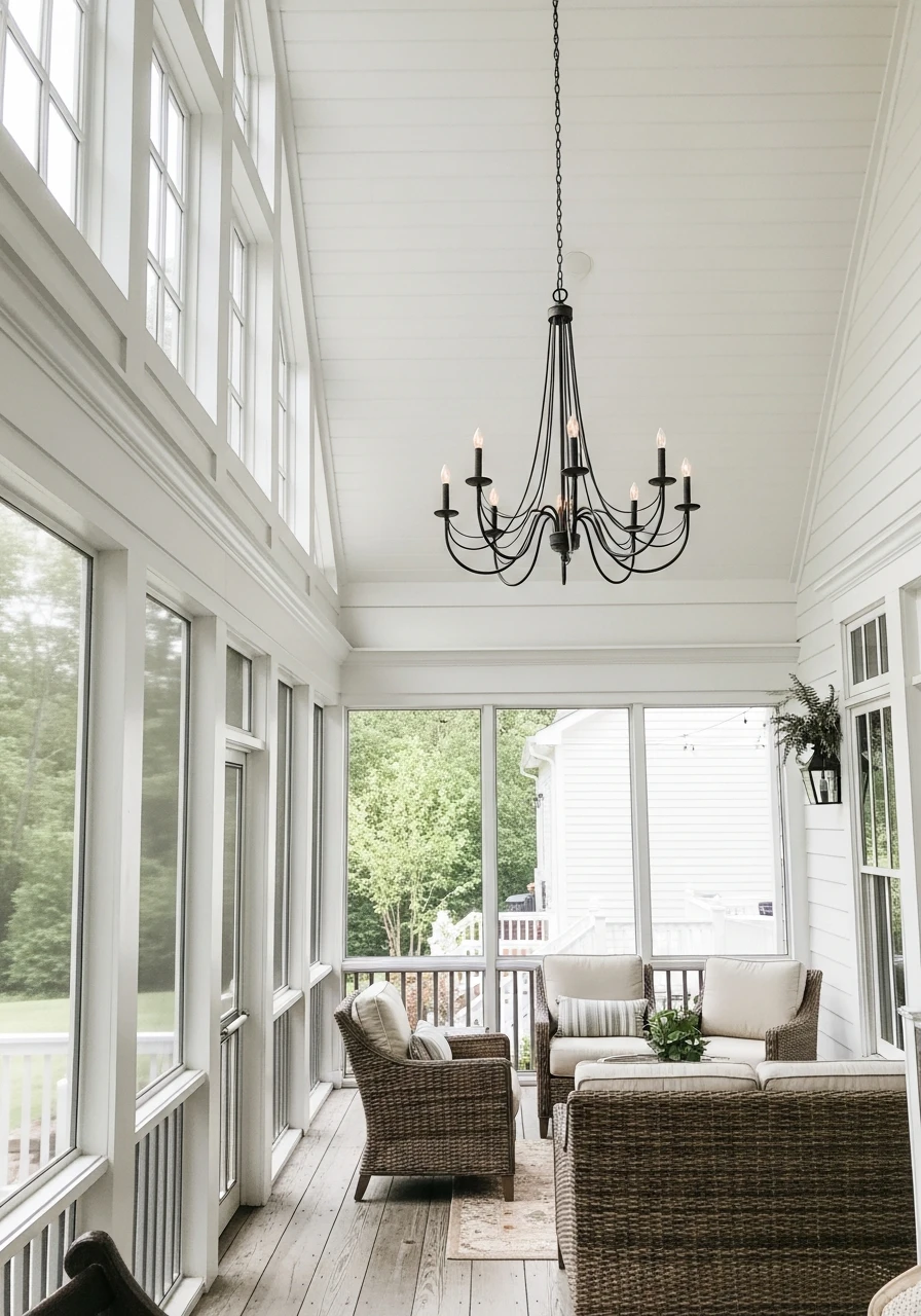 Outdoor Chandelier - Screened In Porch Decorating Ideas: 50 Ways To Make It Perfect