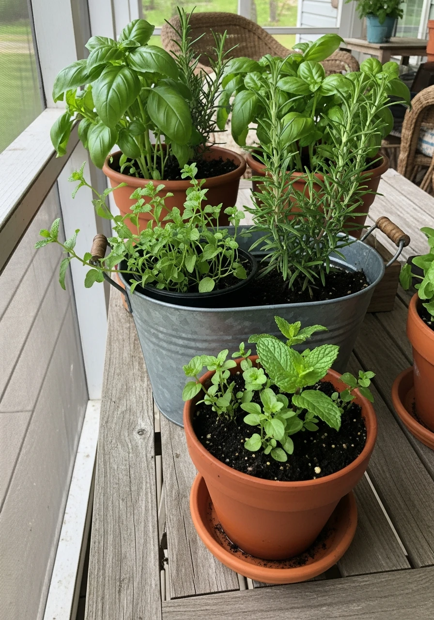Herb Planters - Screened In Porch Decorating Ideas: 50 Ways To Make It Perfect