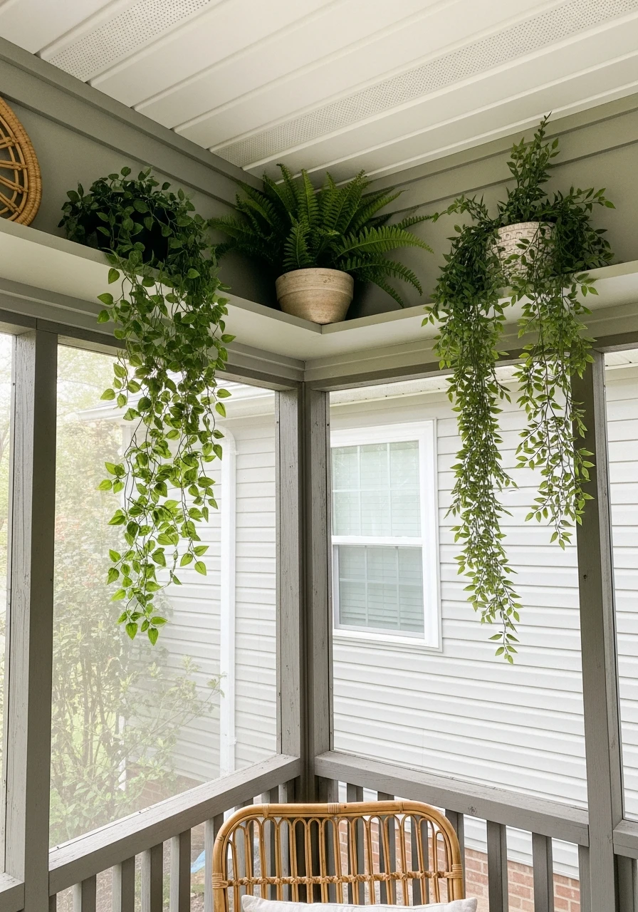 Faux Plants for Low Maintenance - Screened In Porch Decorating Ideas: 50 Ways To Make It Perfect