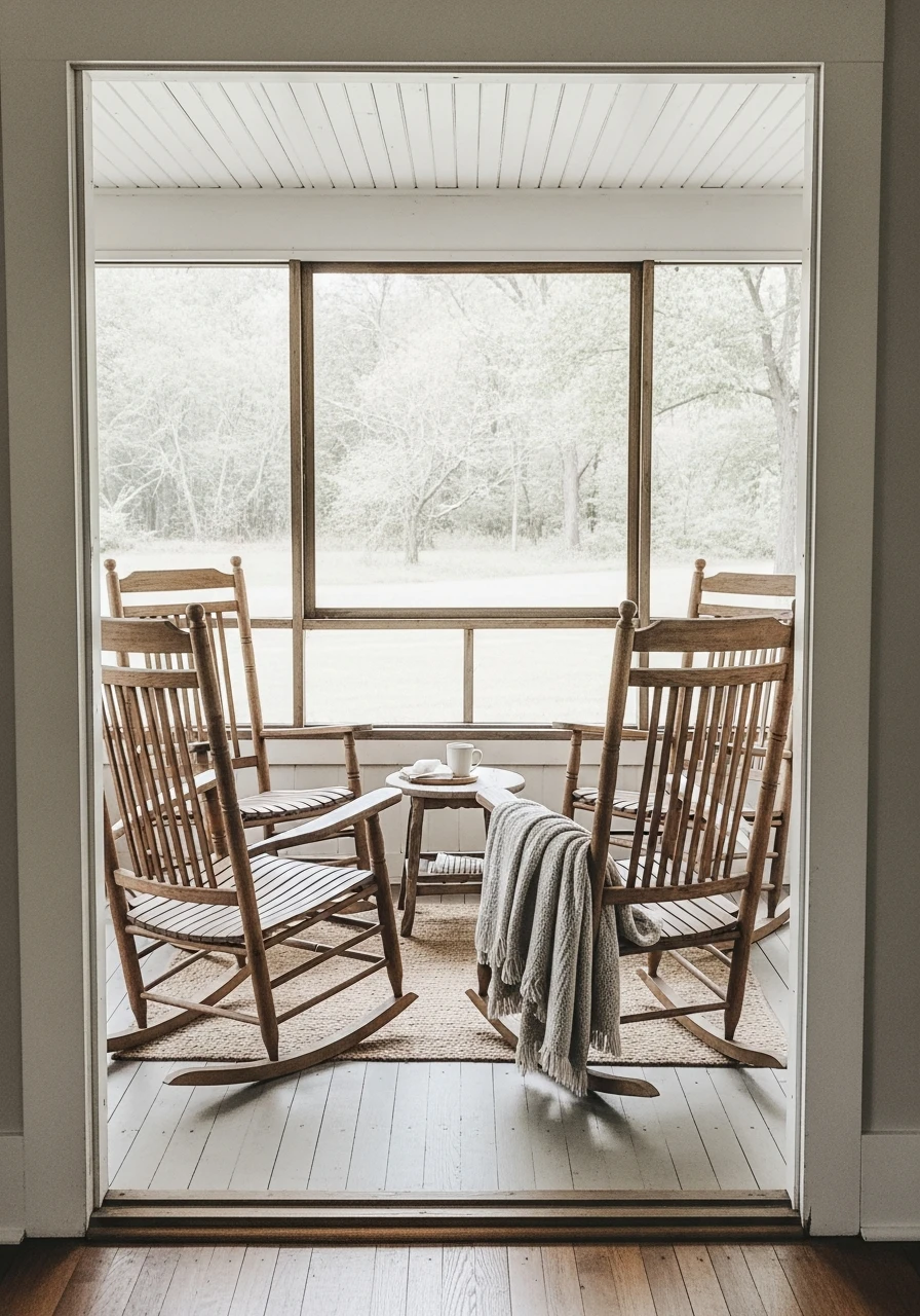 Rocking Chair Arrangement - Screened In Porch Decorating Ideas: 50 Ways To Make It Perfect