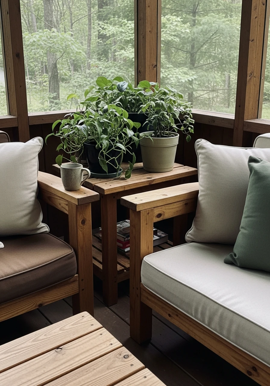 Natural Wood Accents - Screened In Porch Decorating Ideas: 50 Ways To Make It Perfect
