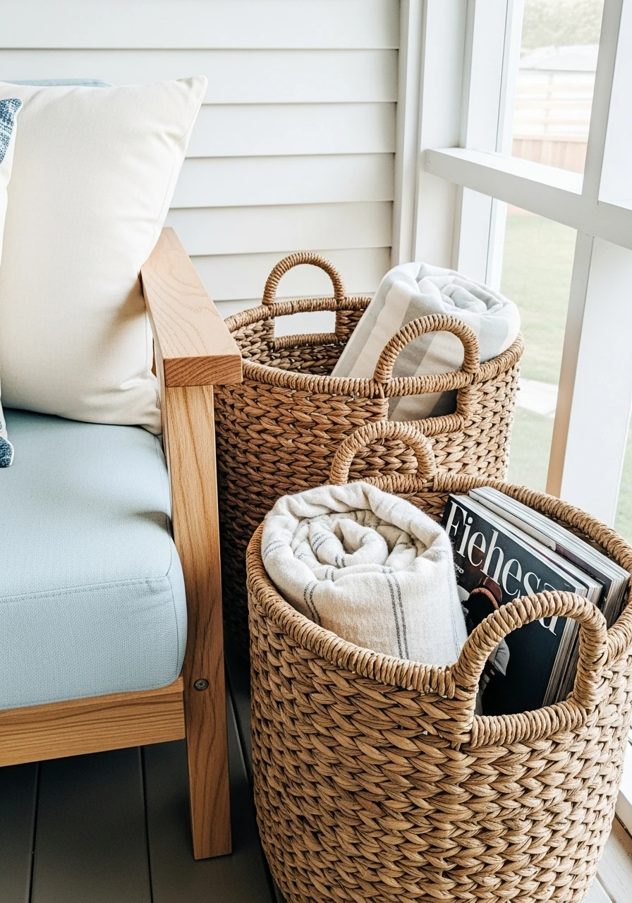 Decorative Storage Baskets - Screened In Porch Decorating Ideas: 50 Ways To Make It Perfect
