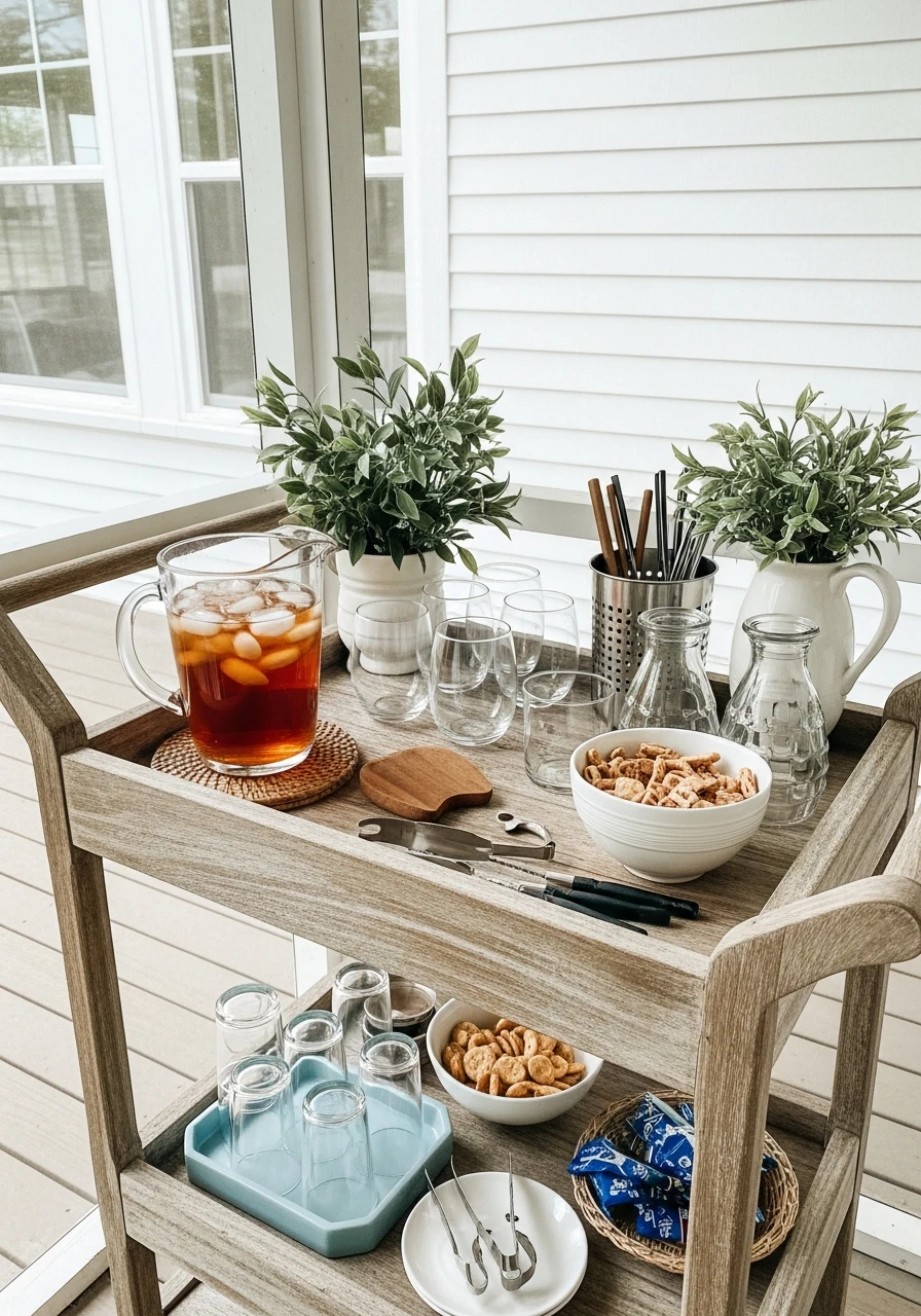 Bar Cart for Entertaining - Screened In Porch Decorating Ideas: 50 Ways To Make It Perfect
