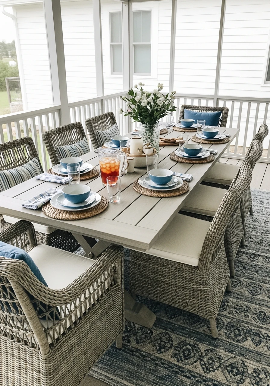 Full Outdoor Dining Table - Screened In Porch Decorating Ideas: 50 Ways To Make It Perfect