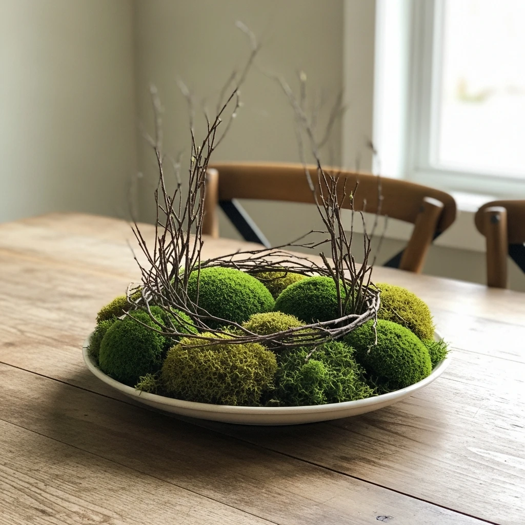 Earthy Moss And Branches - 50 Easy Spring Centerpiece Ideas That Look High-End