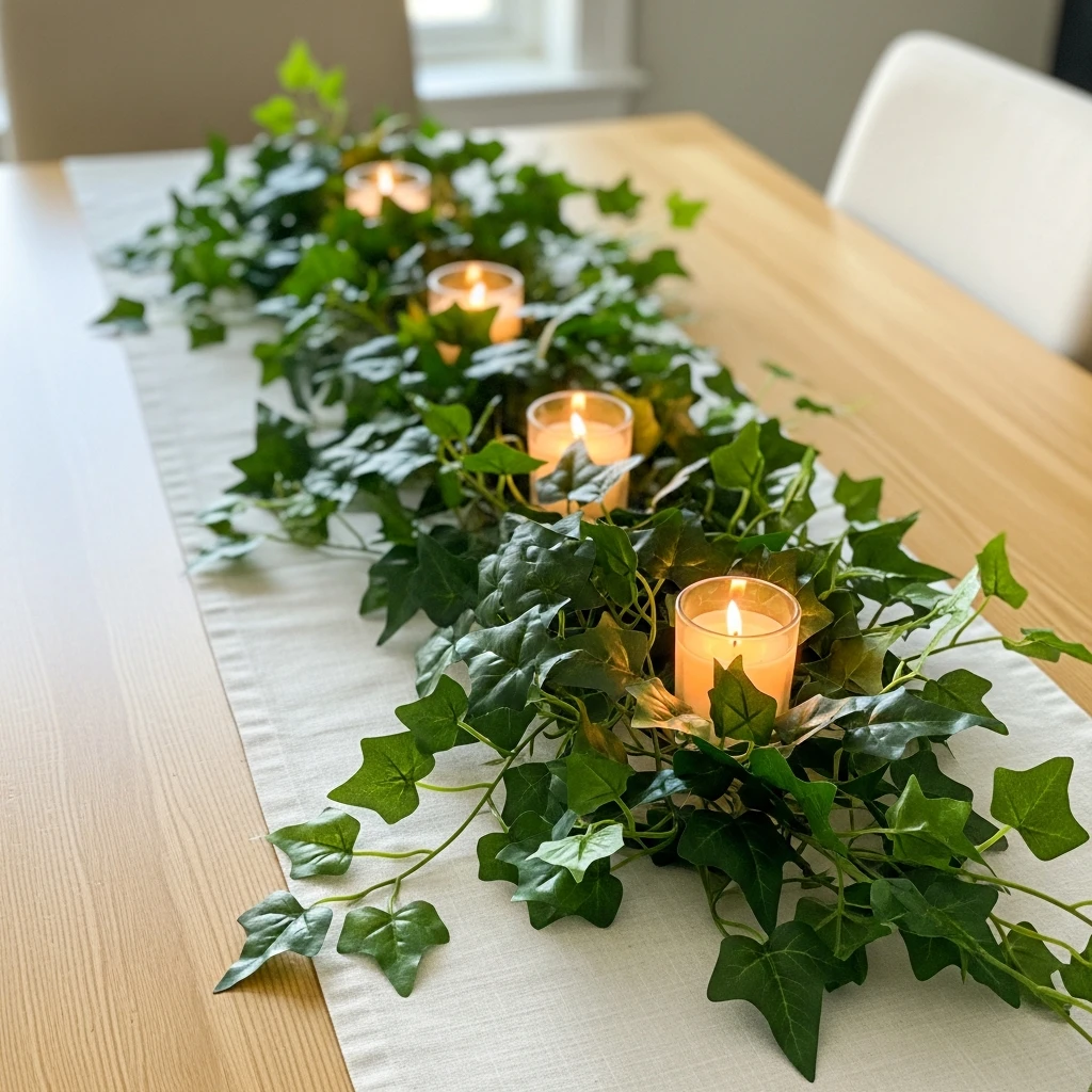 Ivy Runner With Candles - 50 Easy Spring Centerpiece Ideas That Look High-End