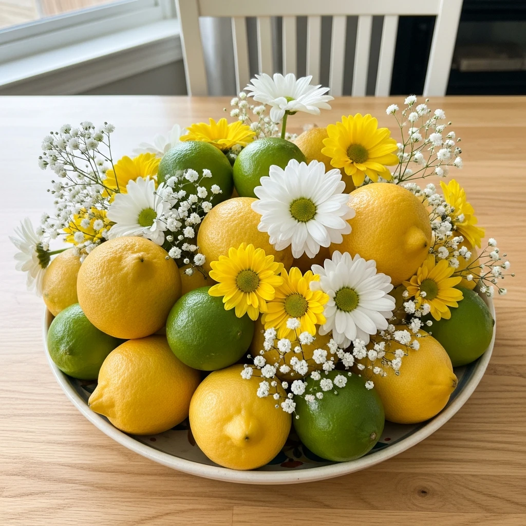 Citrus Bowl With Blooms - 50 Easy Spring Centerpiece Ideas That Look High-End