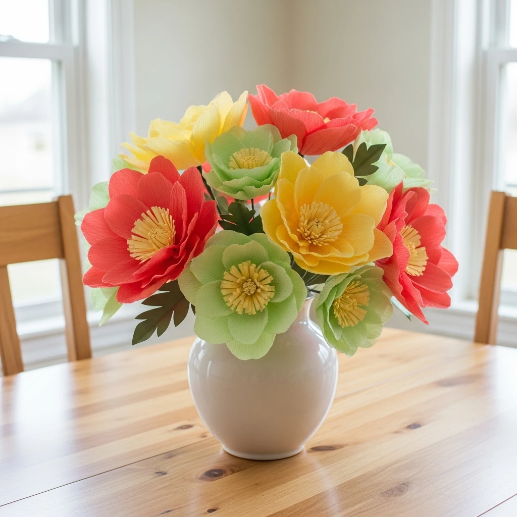 DIY Paper Flower Display - 50 Easy Spring Centerpiece Ideas That Look High-End