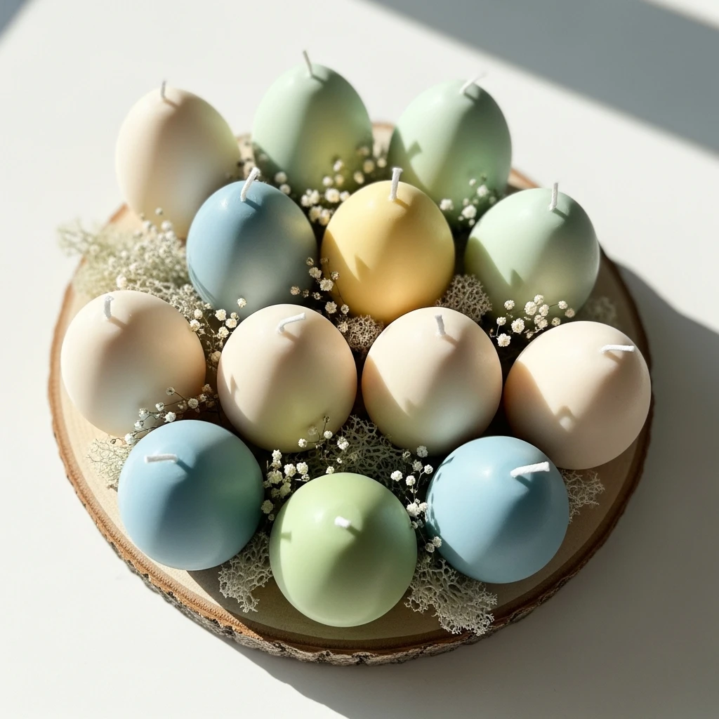 Egg Shaped Candles Grouped - 50 Easy Spring Centerpiece Ideas That Look High-End