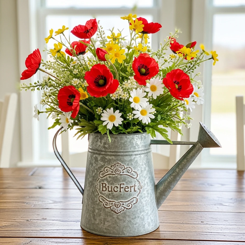 Watering Can Wildflower Display - 50 Easy Spring Centerpiece Ideas That Look High-End