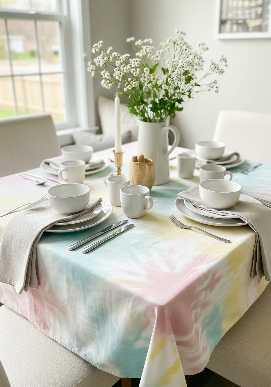 Playful Pastel Tie-Dye - 50 Best Spring Tablescapes Ideas