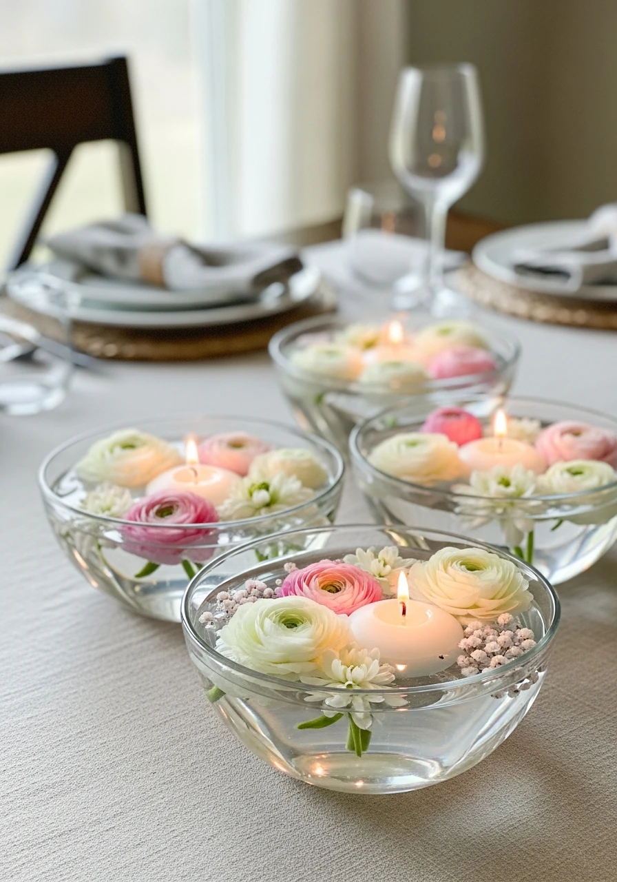 Elegant Floating Candles - 50 Best Spring Tablescapes Ideas